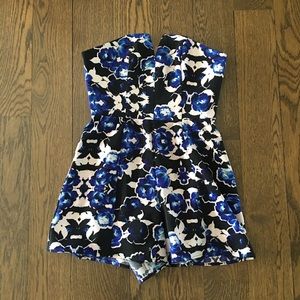 NBD blue & black floral romper